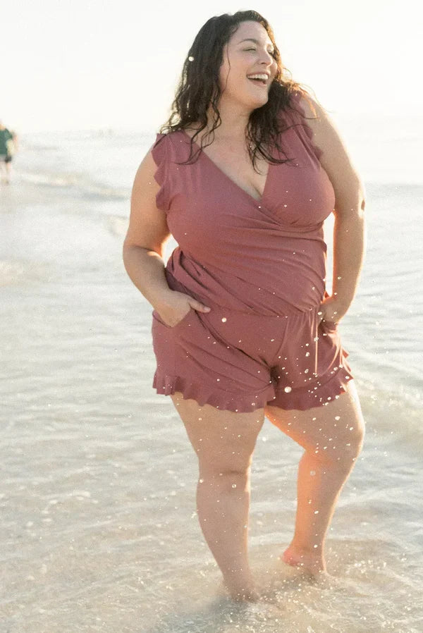 SWIM ROMPER BUILT IN BRA