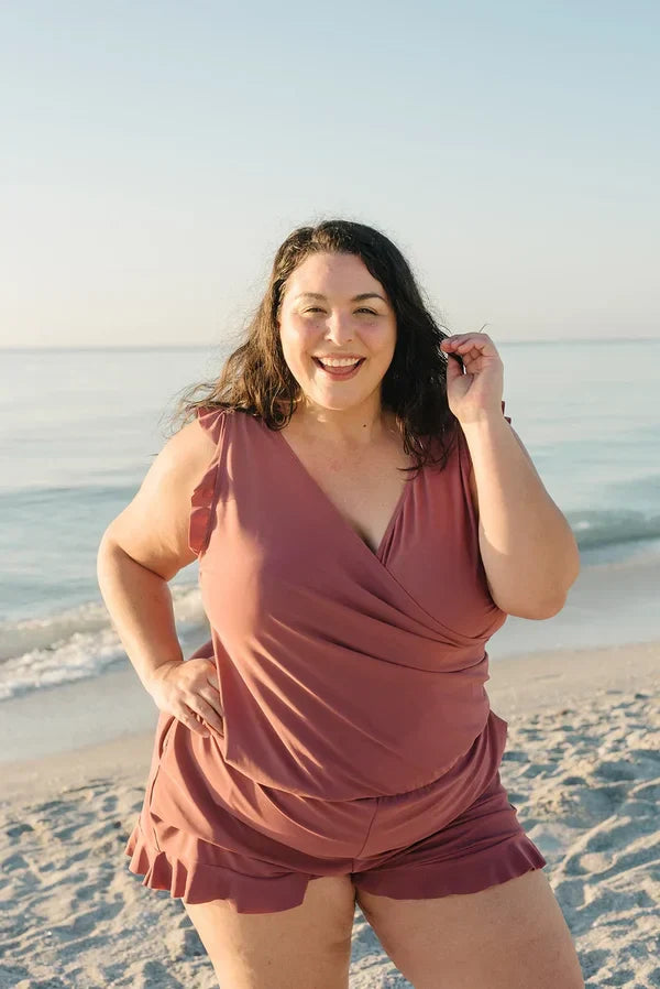 SWIM ROMPER BUILT IN BRA