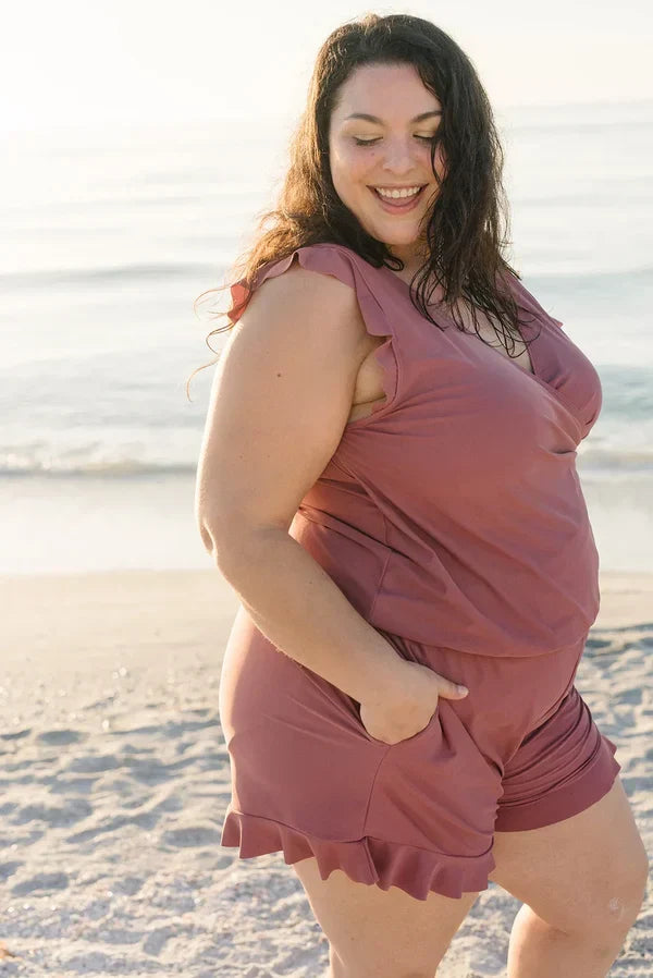 SWIM ROMPER BUILT IN BRA