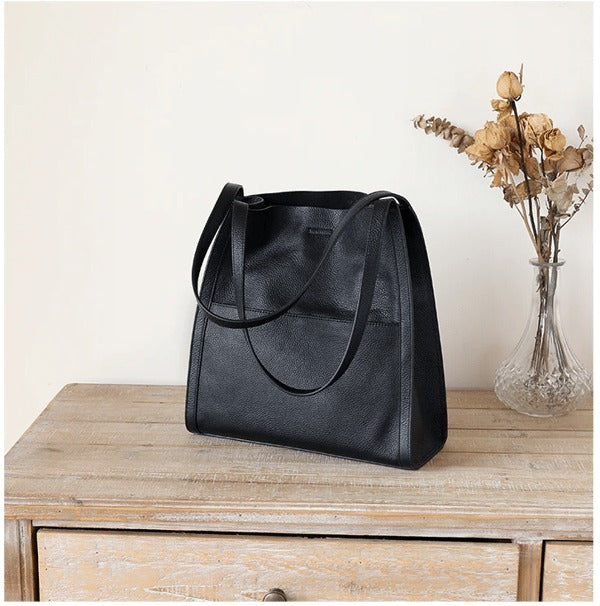 New Solid color simple genuine leather shoulder bag