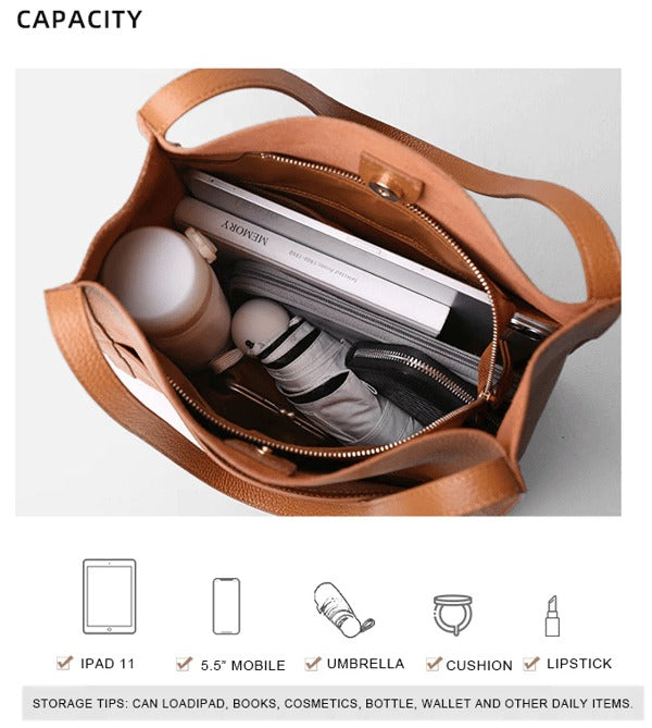 New Solid color simple genuine leather shoulder bag