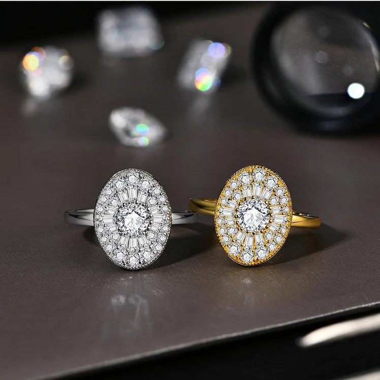 OVAL SHAPE BALLERINA ROUND DIAMOND MOSAIC RING
