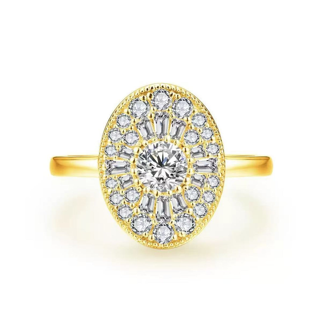 OVAL SHAPE BALLERINA ROUND DIAMOND MOSAIC RING