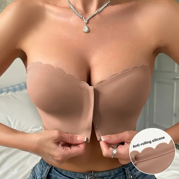 🔥❤️Seamless Front Closure Strapless Bandeau Bra