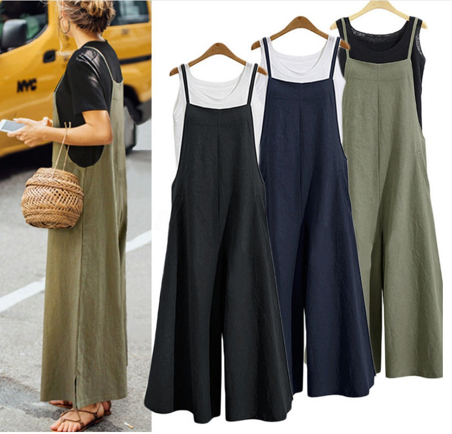 Loose Conjoined Wide Leg Pants Casual Jumpsuit