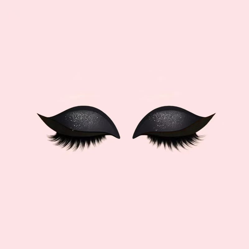 REUSABLE EYELINER AND EYELASH STICKERS WITH GLITTER
