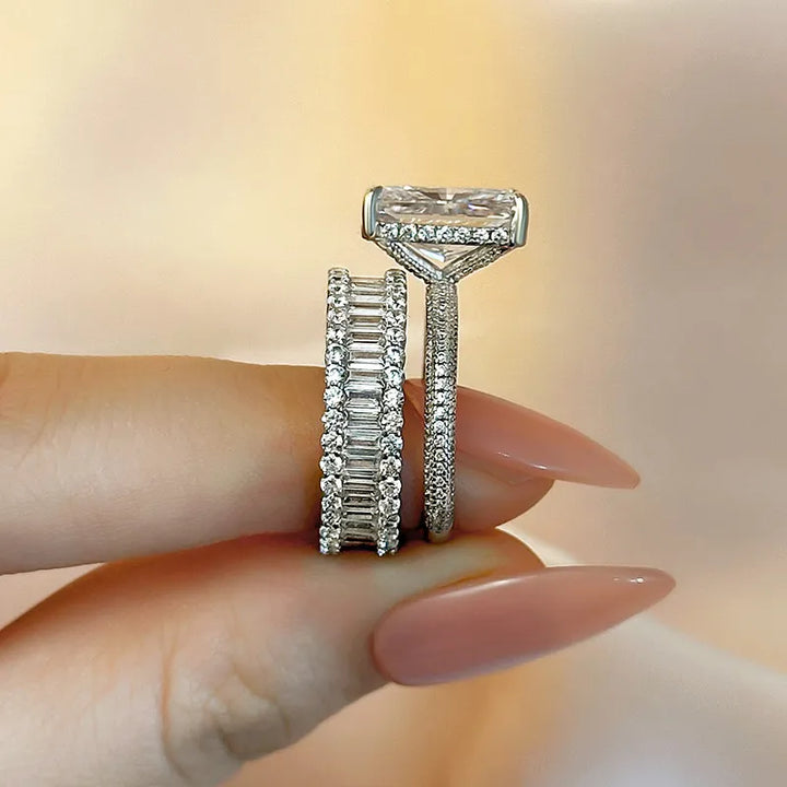 Elongated Radiant Cut Ring Set (Buy 1 Get 1 Free)