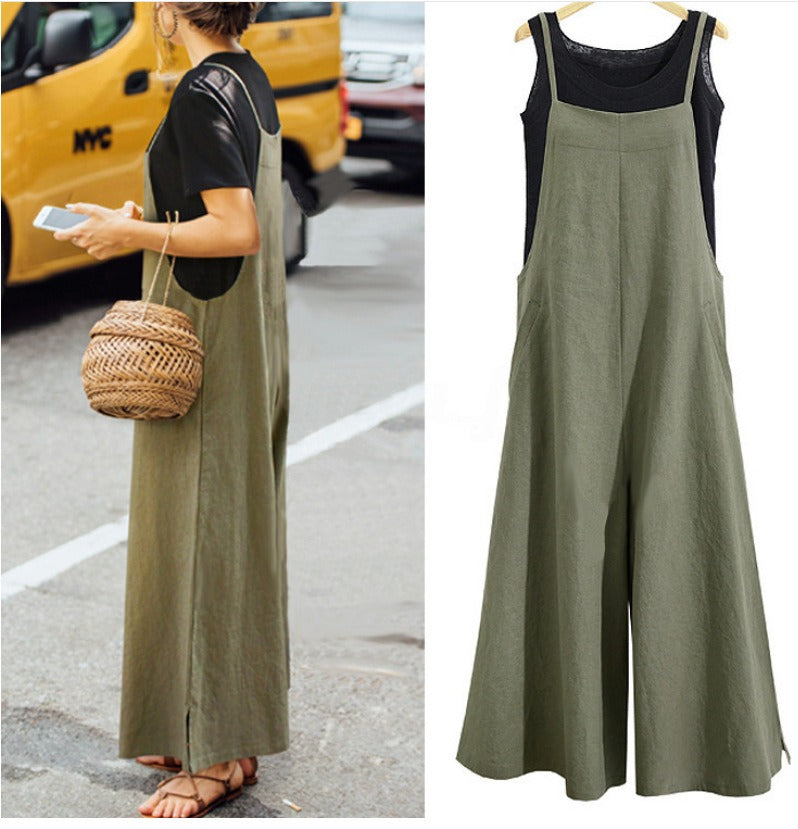 Loose Conjoined Wide Leg Pants Casual Jumpsuit