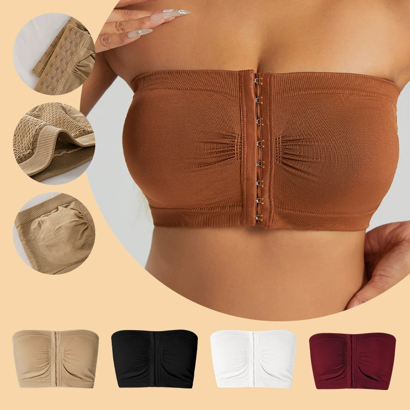 🔥👚Plus Size Strapless Front Buckle Breathable Bra