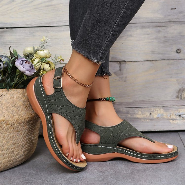 Leather Orthopedic Arch Support Sandals Diabetic Walking Sandals
