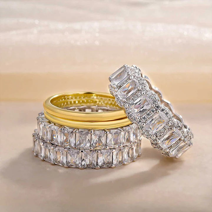5PCS Stunning Wedding Band Set In Silver