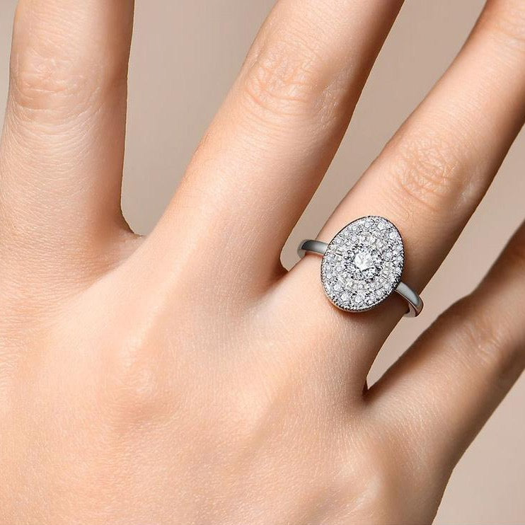 OVAL SHAPE BALLERINA ROUND DIAMOND MOSAIC RING