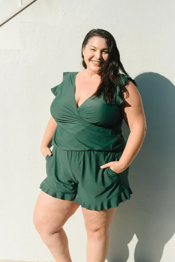 SWIM ROMPER BUILT IN BRA