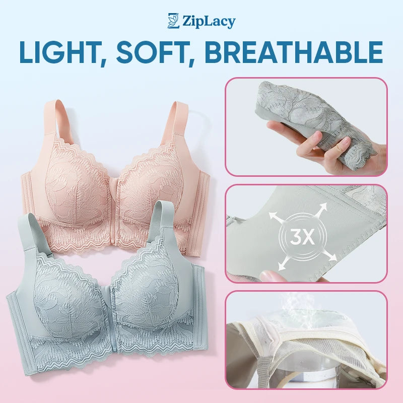 HOT SALE 70% OFF - Ultra Soft Front Zip Wireless Lifting Bra