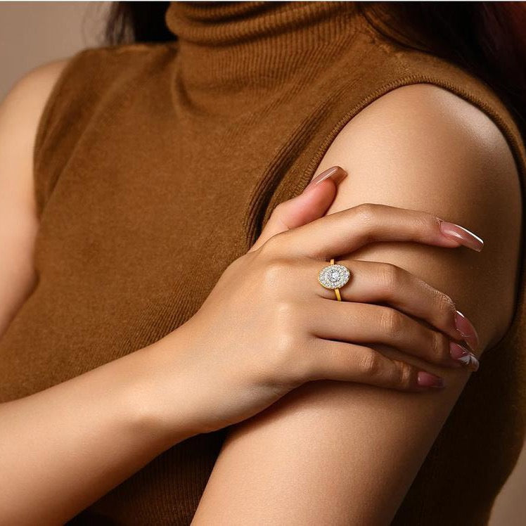 OVAL SHAPE BALLERINA ROUND DIAMOND MOSAIC RING