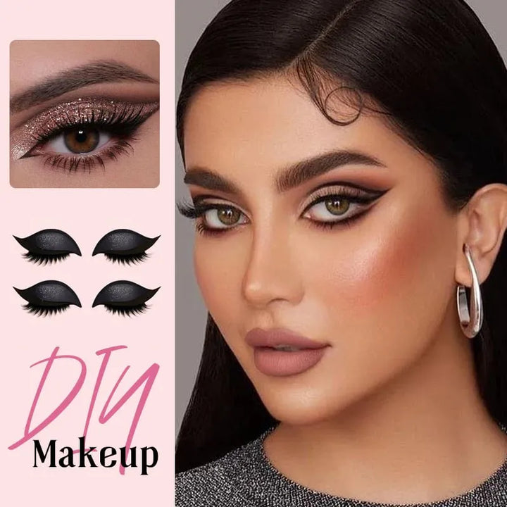 REUSABLE EYELINER AND EYELASH STICKERS WITH GLITTER