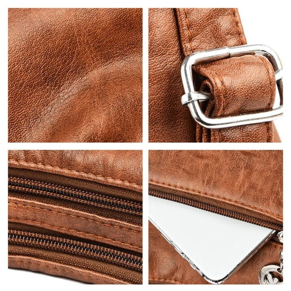 Soft leather shoulder bag with large capacity