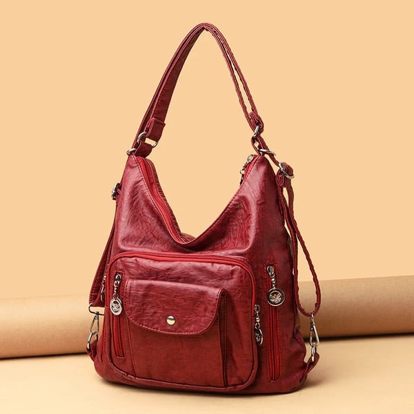 Soft leather shoulder bag with large capacity