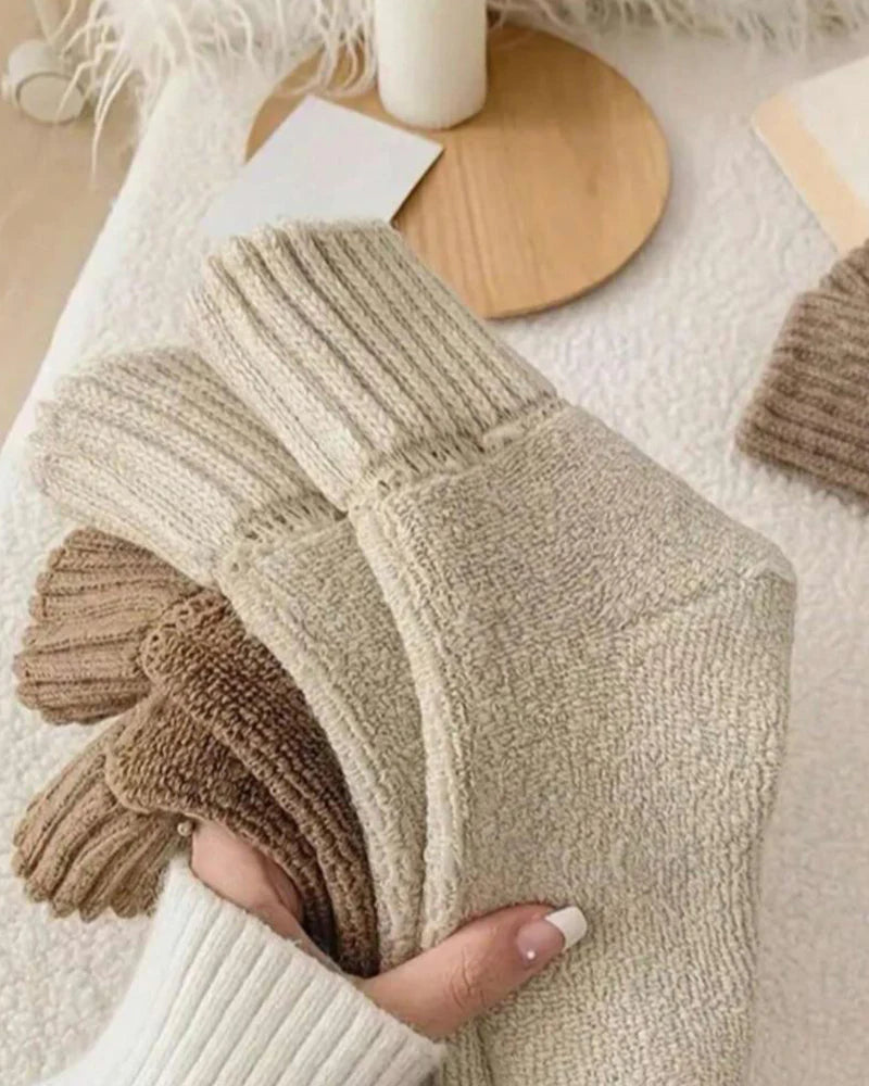 Cozy Ribbed Fleece Lined Crew Socks