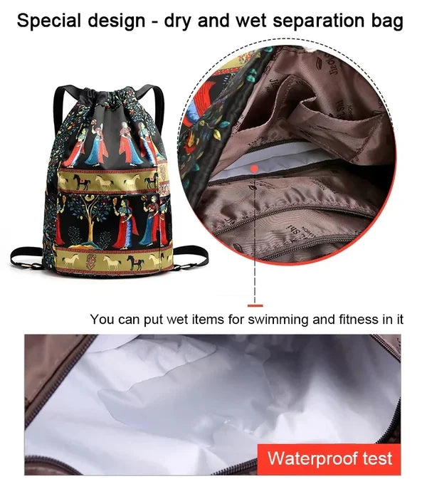 Drawstring Foldable Large Capacity Dry wet Separation Travel Sports Backpack