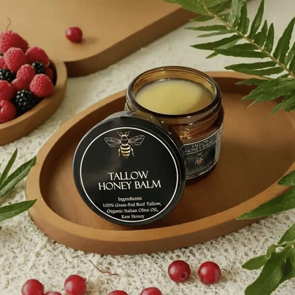 Handmade Organic Grass-Fed Beef Tallow Balm with Raw Honey