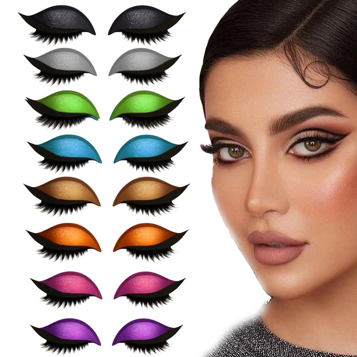 REUSABLE EYELINER AND EYELASH STICKERS WITH GLITTER