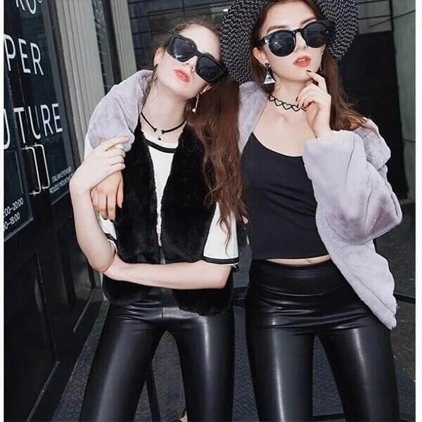 S shaped PU Leather Leggings