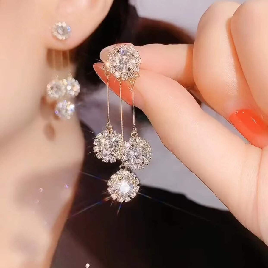 ZIRCON ROUND PETAL EARRINGS (BUY 1 GET 1 FREE)