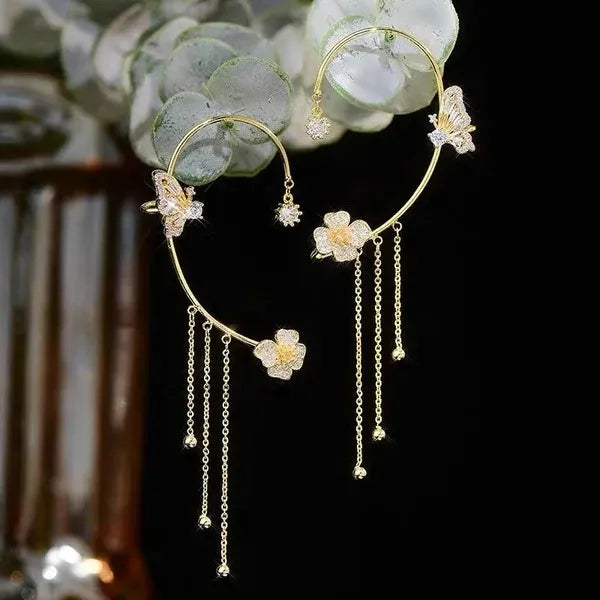 BUTTERFLY TASSEL STYLE ZIRCON EARRINGS  PERFECT GIFT