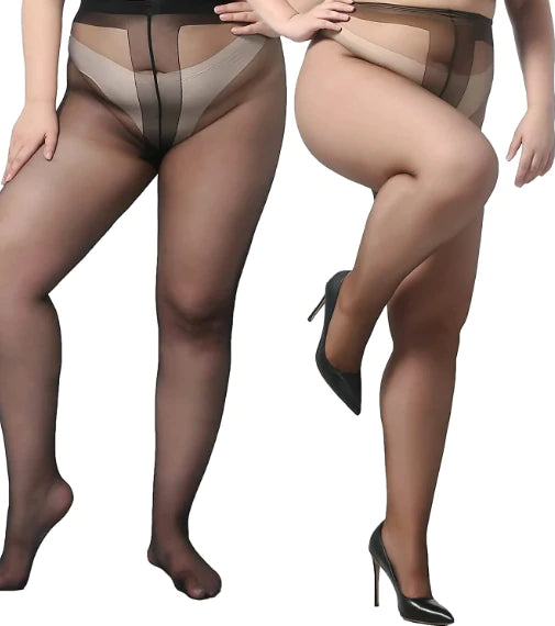 2022 New Sheer Pantyhose Plus Size 2Pack Ultra Thin T Crotch Queen Size Tights