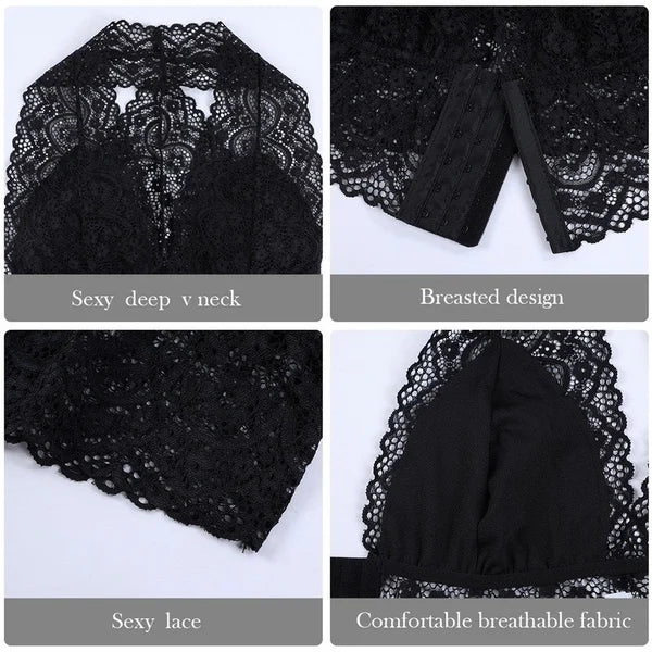 Lace Top Plus Size Push Up Wirefree Bra